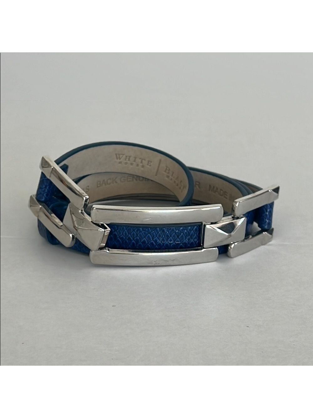 WHBM Leather Belt Lizard Metal Silver Buckle Extendable Belt Women Medium/Large